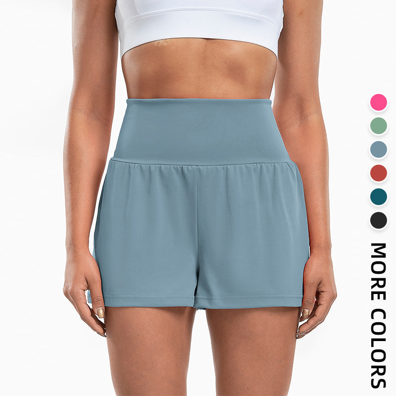 Sports Yoga Shorts High Waist Fake Two-Piece Outdoor Fitness Pants Invisible Dungarees Breathable Quick-Drying Training Wear