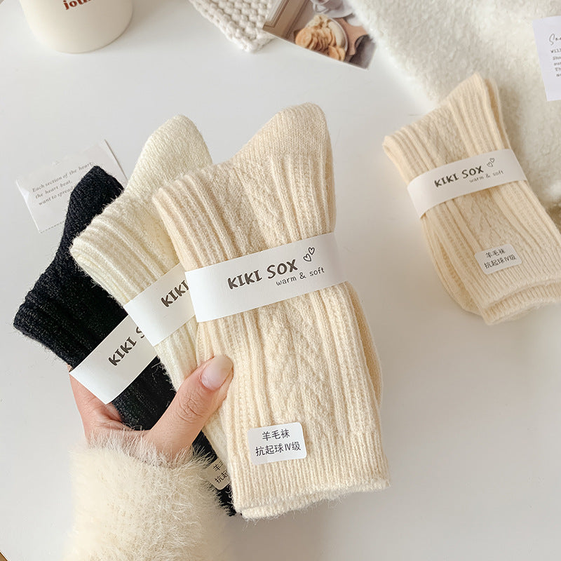 Milky White Twist Wool Socks Children