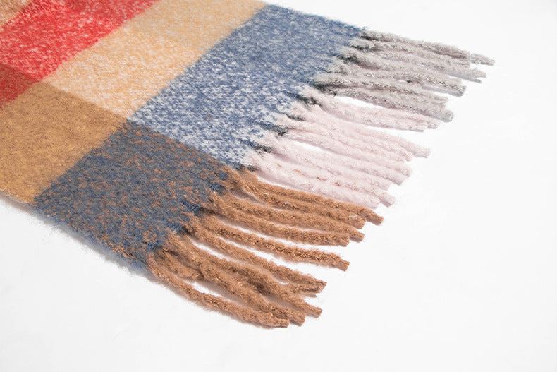 Women's Striped Thick Thick Tassel Scarf