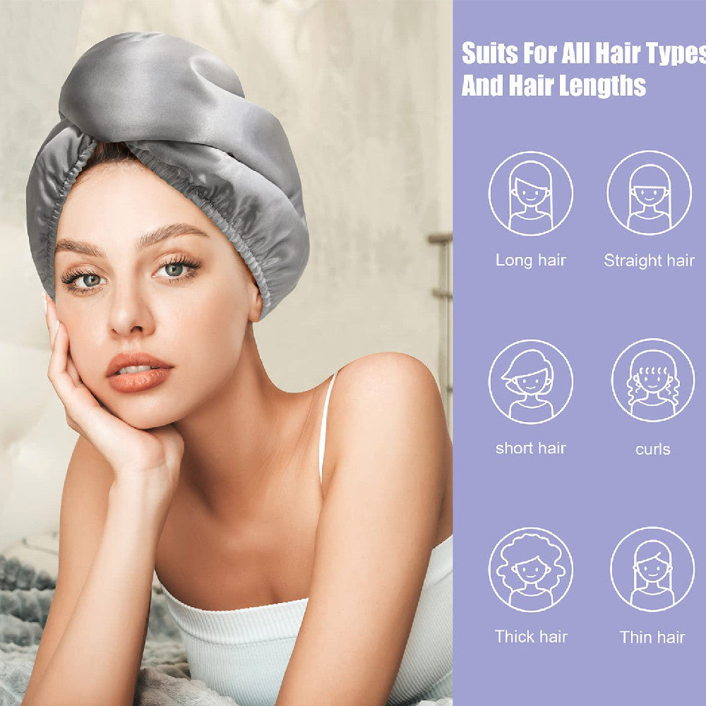 Fashion Double Satin Hair-drying Cap Women