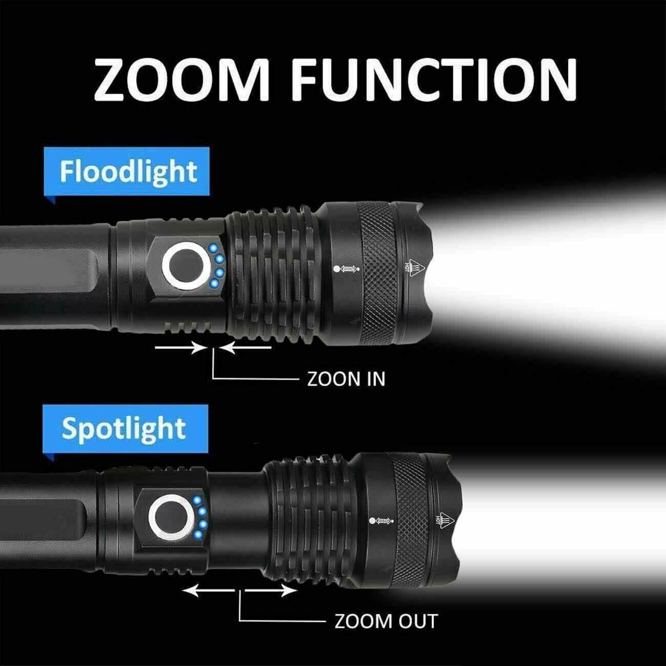 990000lm Rechargeable XHP70 Most Powerful LED Flashlight USB Zoomable Torch Lamp