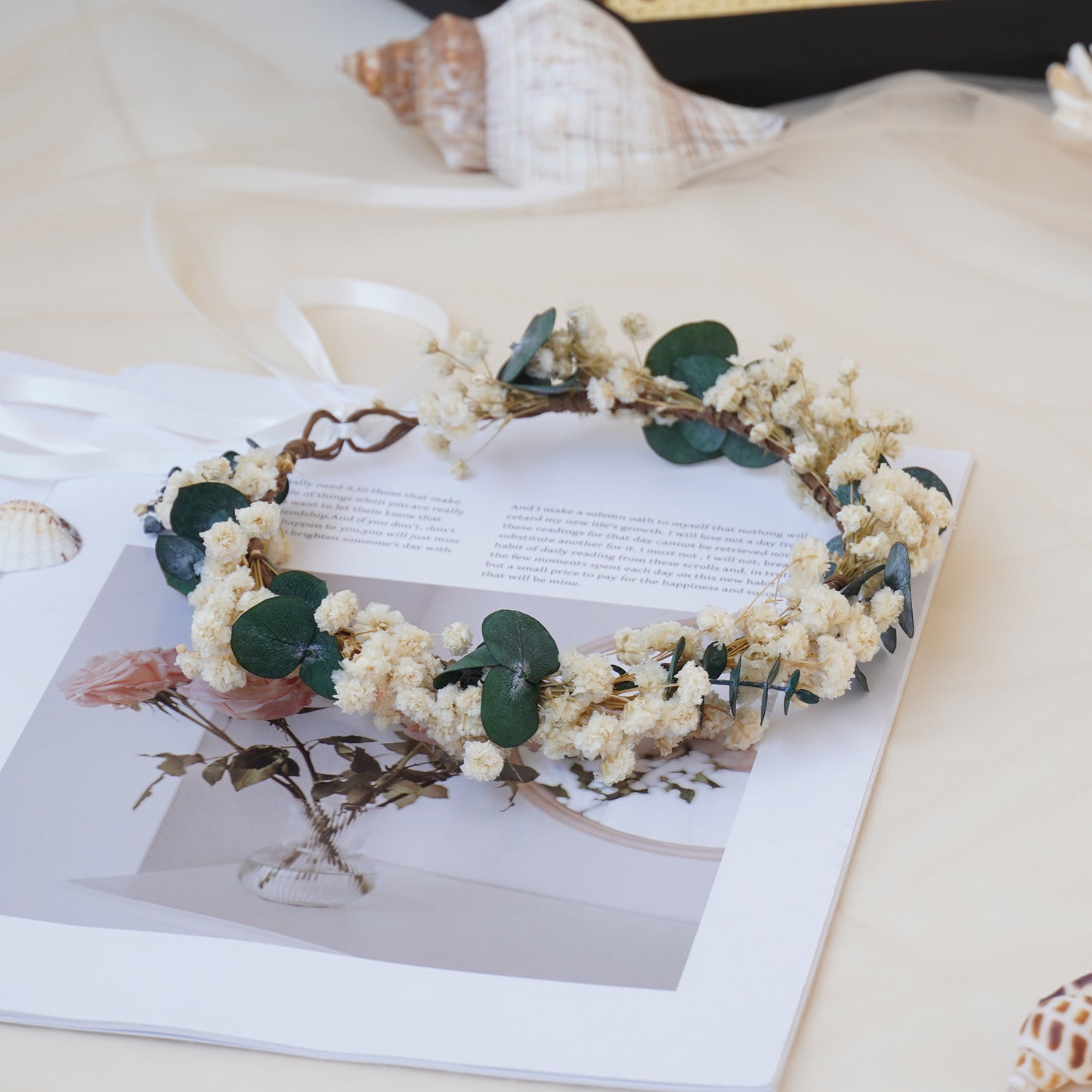 Baby Breath Crown, Dried Crown, Bride Crown, Wedding Crown, Daily Crown, Party Crown, Birthday Crown.