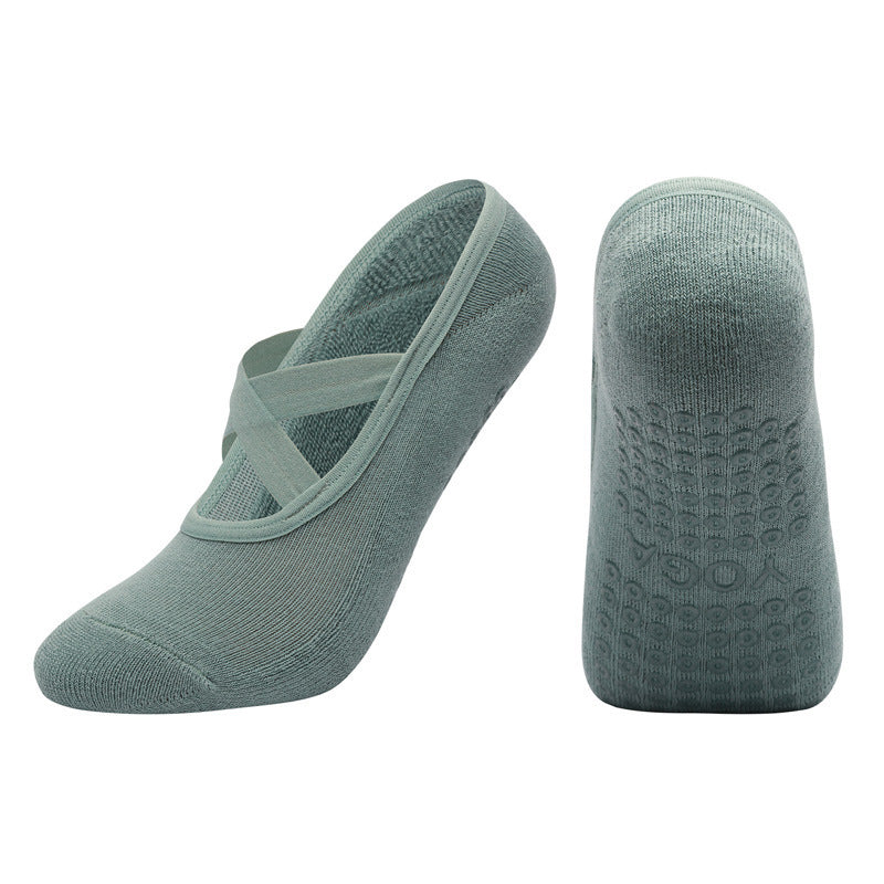 Non-slip Glue Women's Antibacterial Cotton Cross Strap Yoga Socks