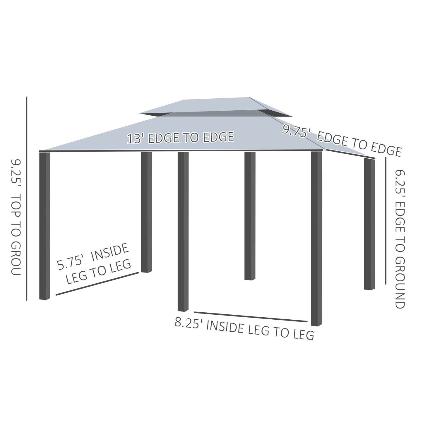 10' X 13' Outdoor Soft Top Gazebo Pergola With Curtains, 2-Tier Steel Frame Gazebo For Patio,
