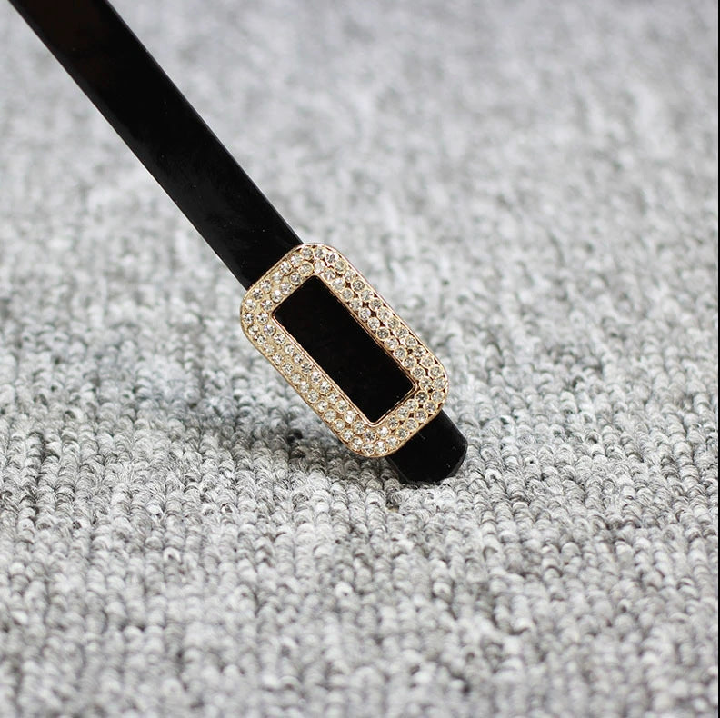 Fashionable All-match Bow Buckle Patent Leather Thin Belt