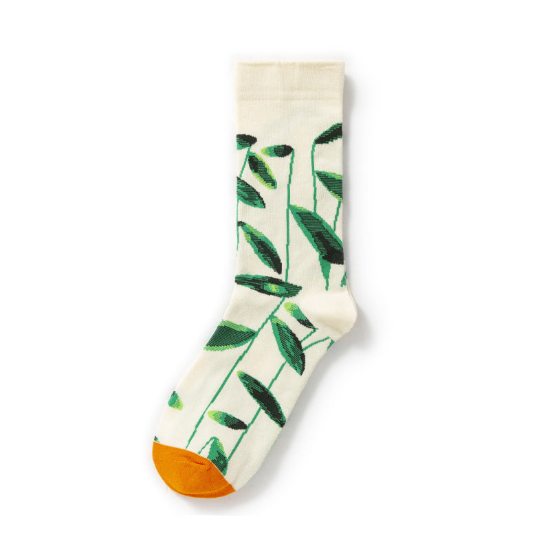 Retro Trendy Autumn And Winter Abstract Art Socks Europe And America Creative Combed Cotton