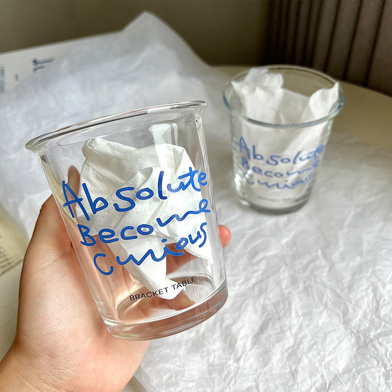 Household Fashion Simple Blue Letter Glass