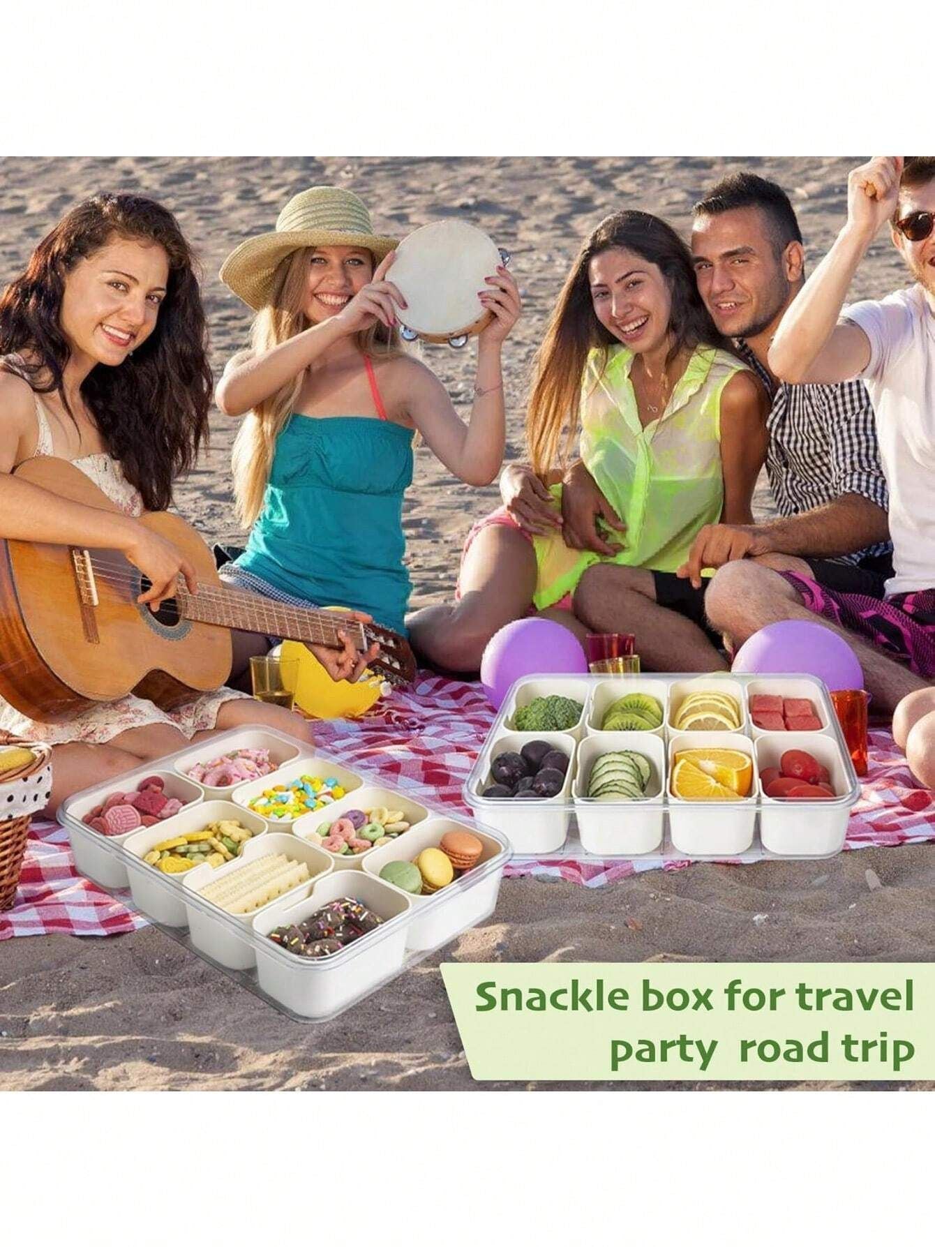 Divided Snack Box With Lid Clear Food Storage Container With Colorful Compartments  Reusable Bento Organizer For Snacks Fruits Nuts And Meal Prep