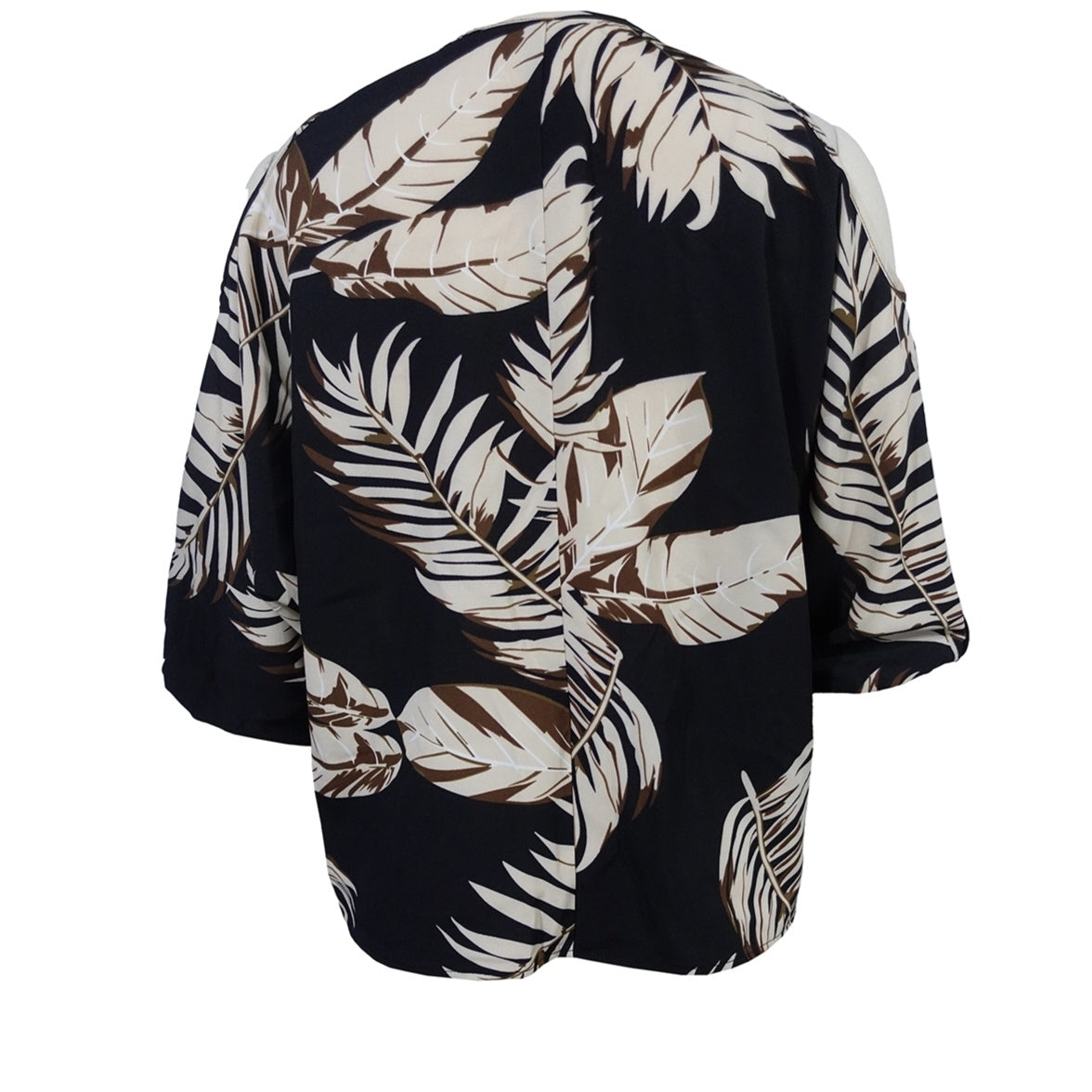 Ladies' Plant Printed Zipper Detail Carving Casual Versatile T-shirt Top