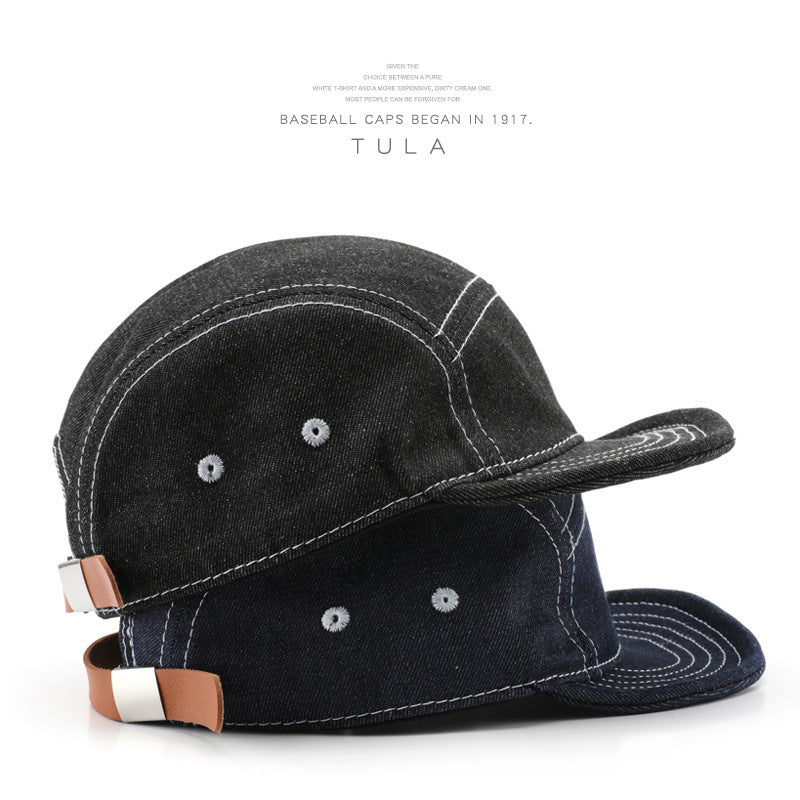 Solid Color Light Board Short Brim Washed Denim Baseball Cap