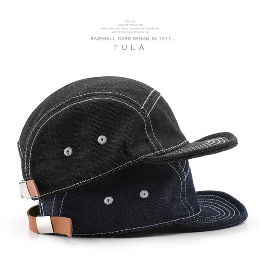 Solid Color Light Board Short Brim Washed Denim Baseball Cap