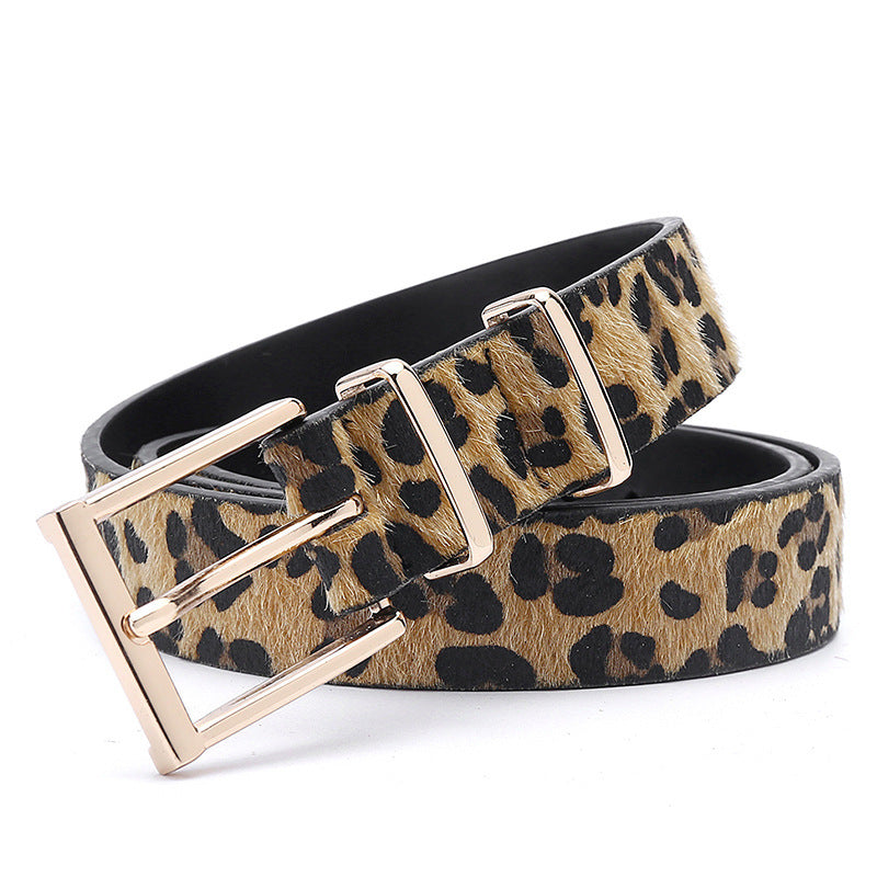 Female Ornament Creative Style Leopard Print Horse Hair Women's Belt
