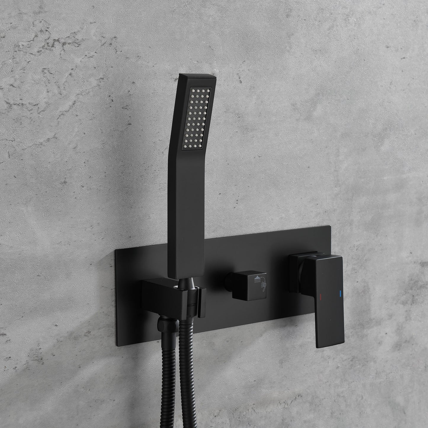 Brass Matte Black Shower Faucet With Shower System, 10 Inch Shower Head And Handheld Spray Bathroom Deluxe Faucet Combination