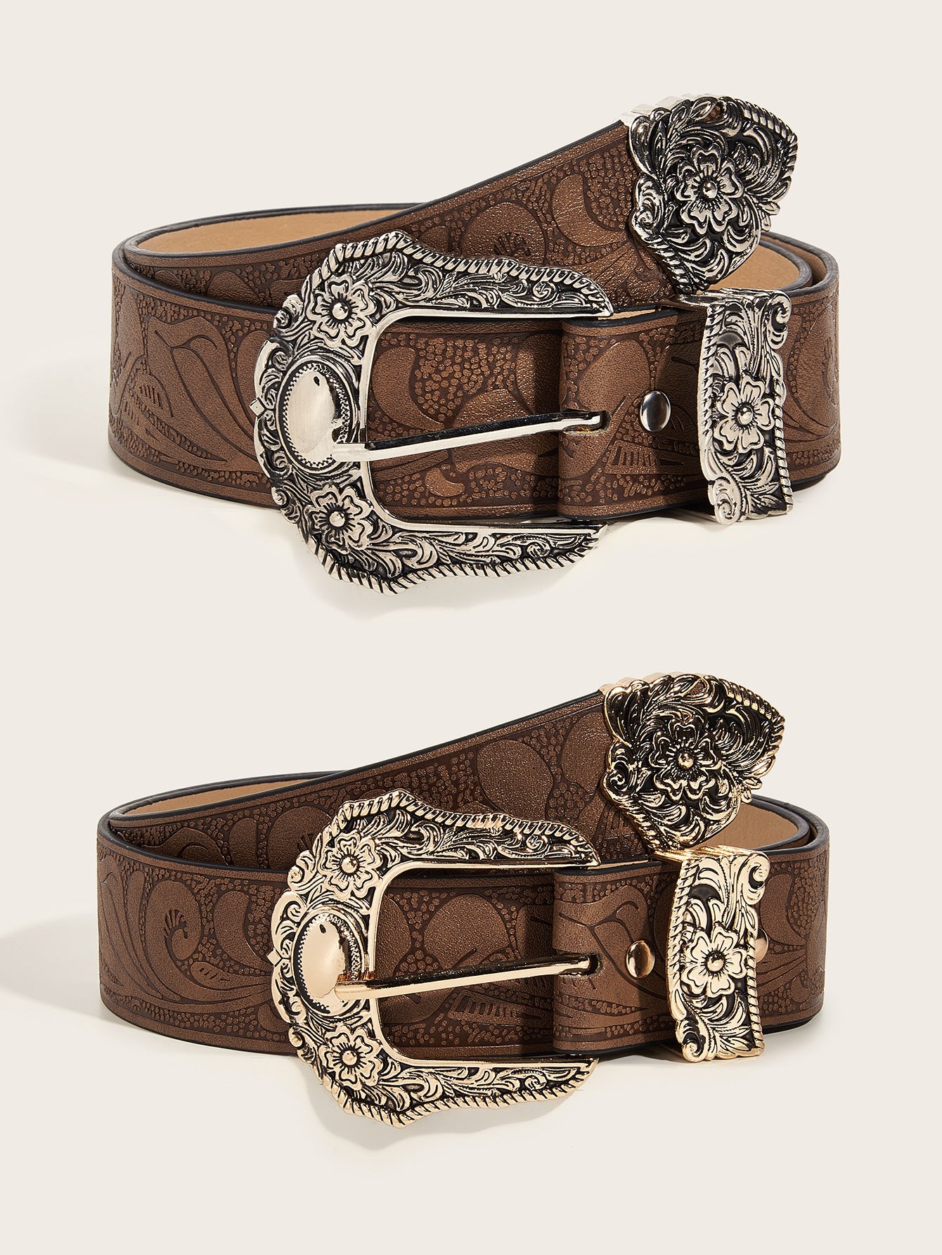 Brown Texture Niche Pin Buckle Belt