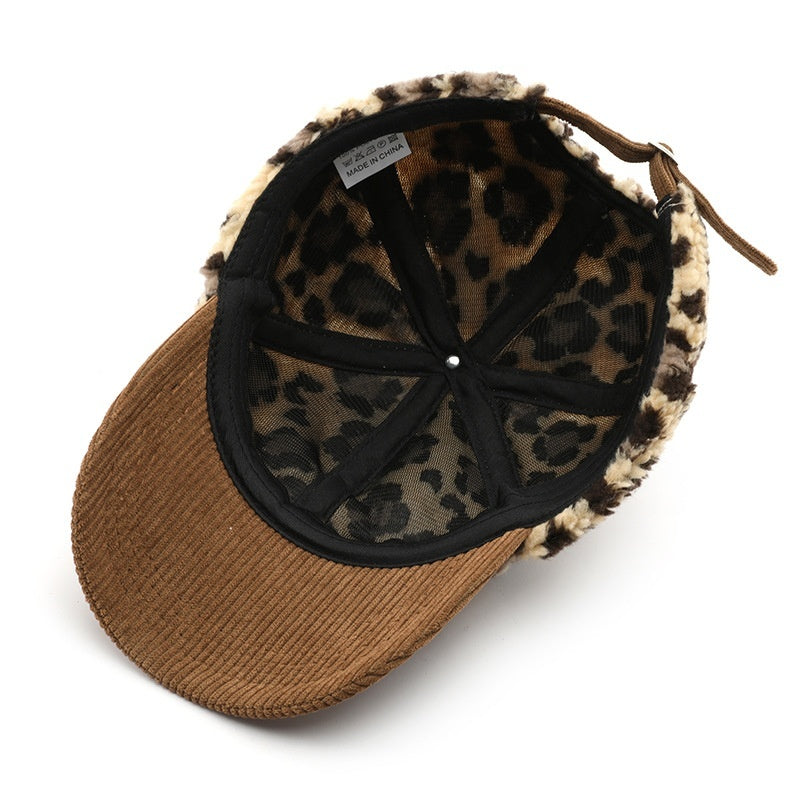 Japanese Women's Autumn And Winter Personalized Retro Color-blocking Leopard Print Baseball Cap