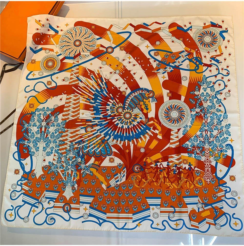 Handmade Hemming Twill Silk Printed Shawl