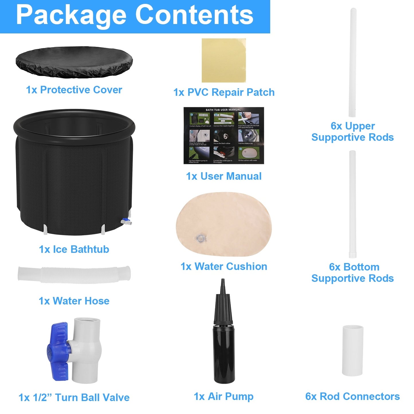 1Pc 97Gal Large Size Ice BathTub With Cover For Adults Athletes Recovery Cold Water Therapy Outdoor Portable Cold Plunge Tub 660LBS Load Capacity 33.46x33.46x29.52in