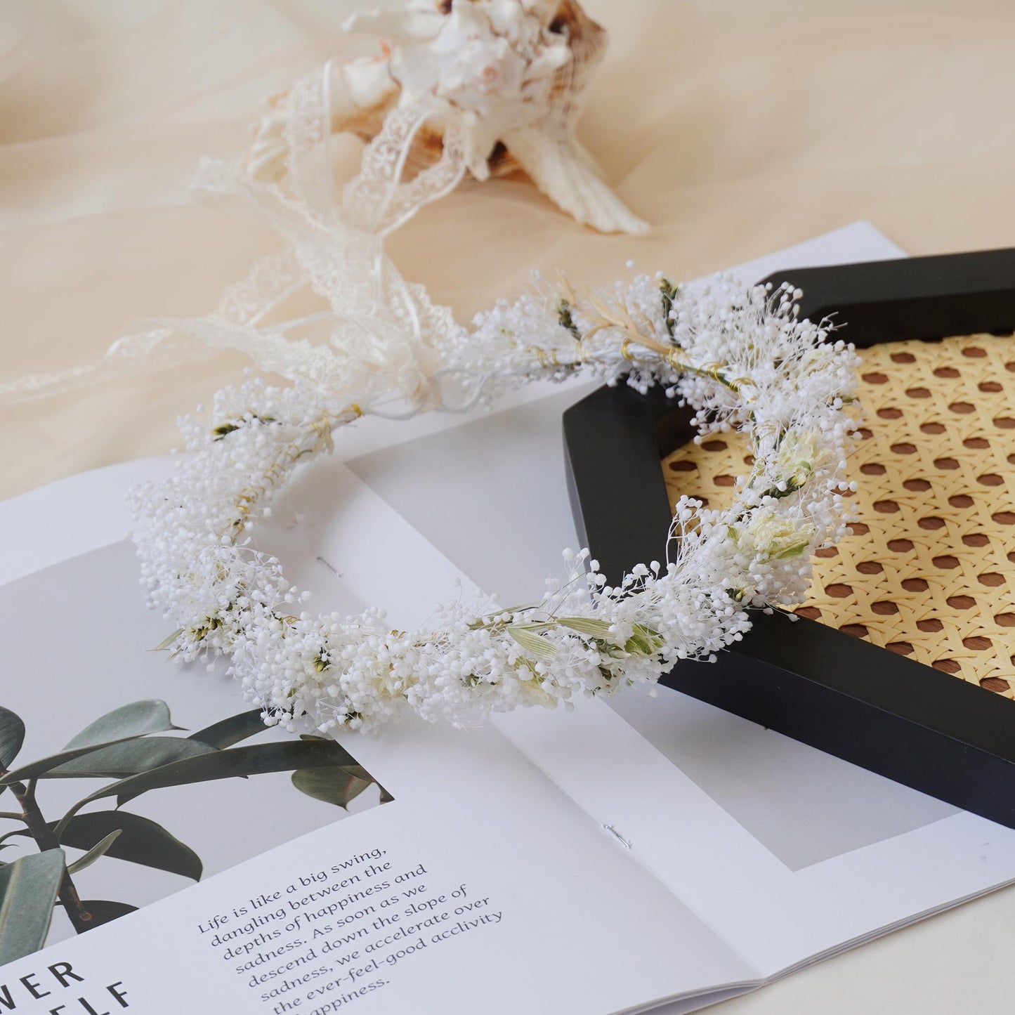 Gypsophila Crown, Dried Flower Crown, Bridal Wedding, Daily Party, Birthday Suitable Crown