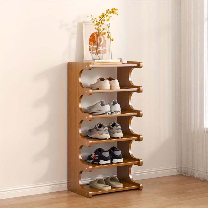 Four-layer Wooden Stackable Floor-standing Shoe Rack Suitable For Entrance, Wardrobe And Corridor To Store High Heels, Sneakers And Sandals