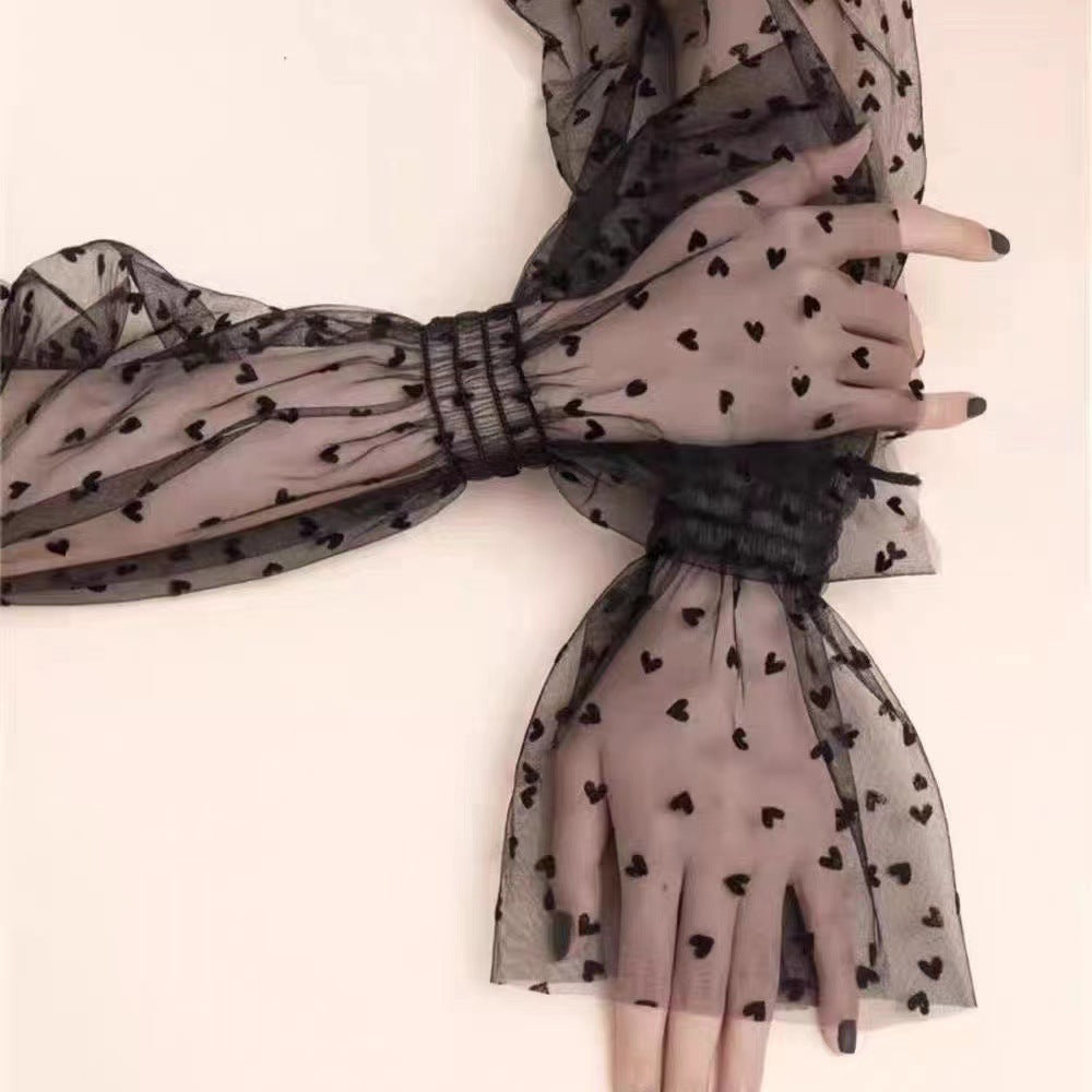 Ladies' Mesh Sun Protection Love Polka Dot Gloves