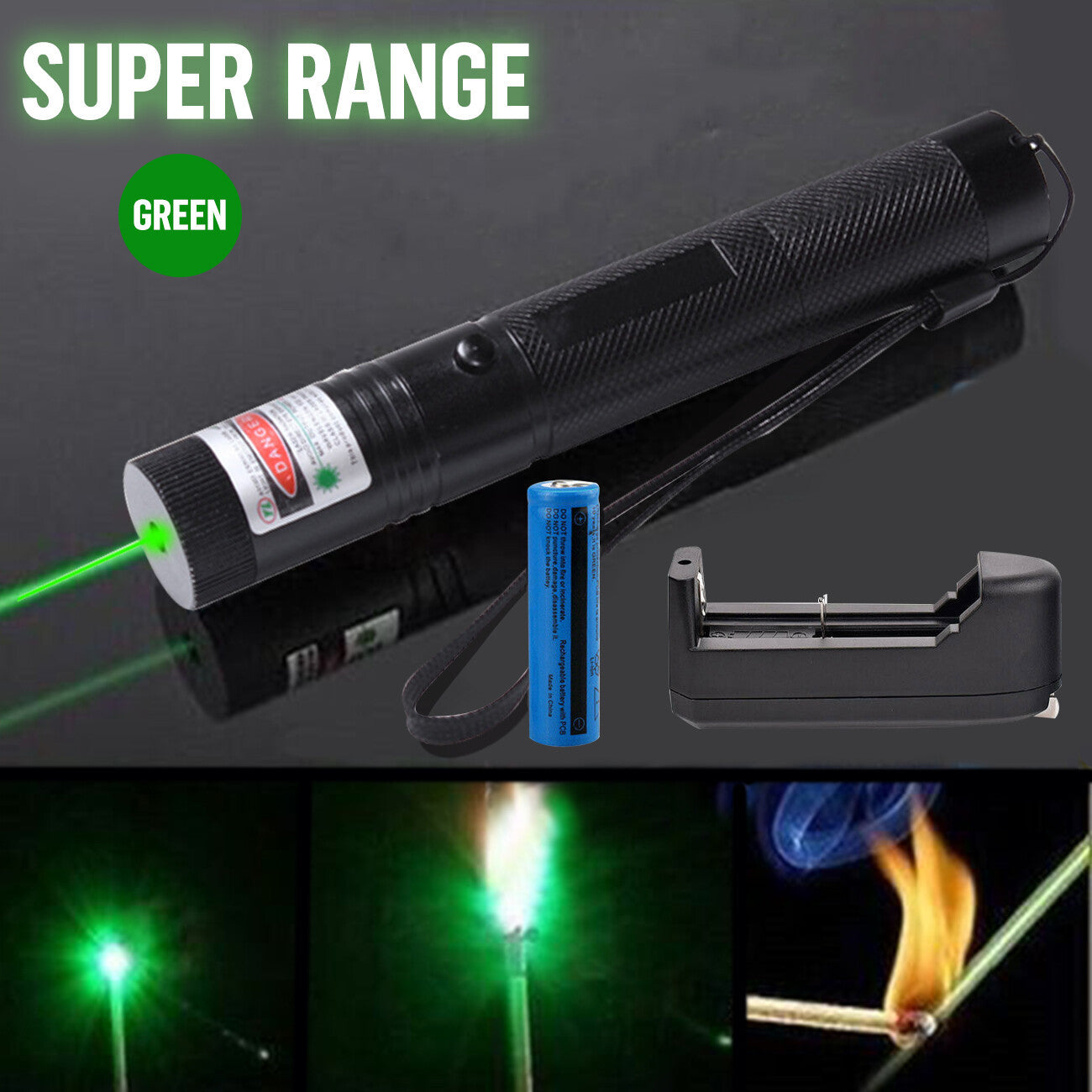 9900Mile Strong Green Laser Pointer Pen Light Visible Beam Lazer AAA Torch 532nm USB Rechargeable Flashlight
