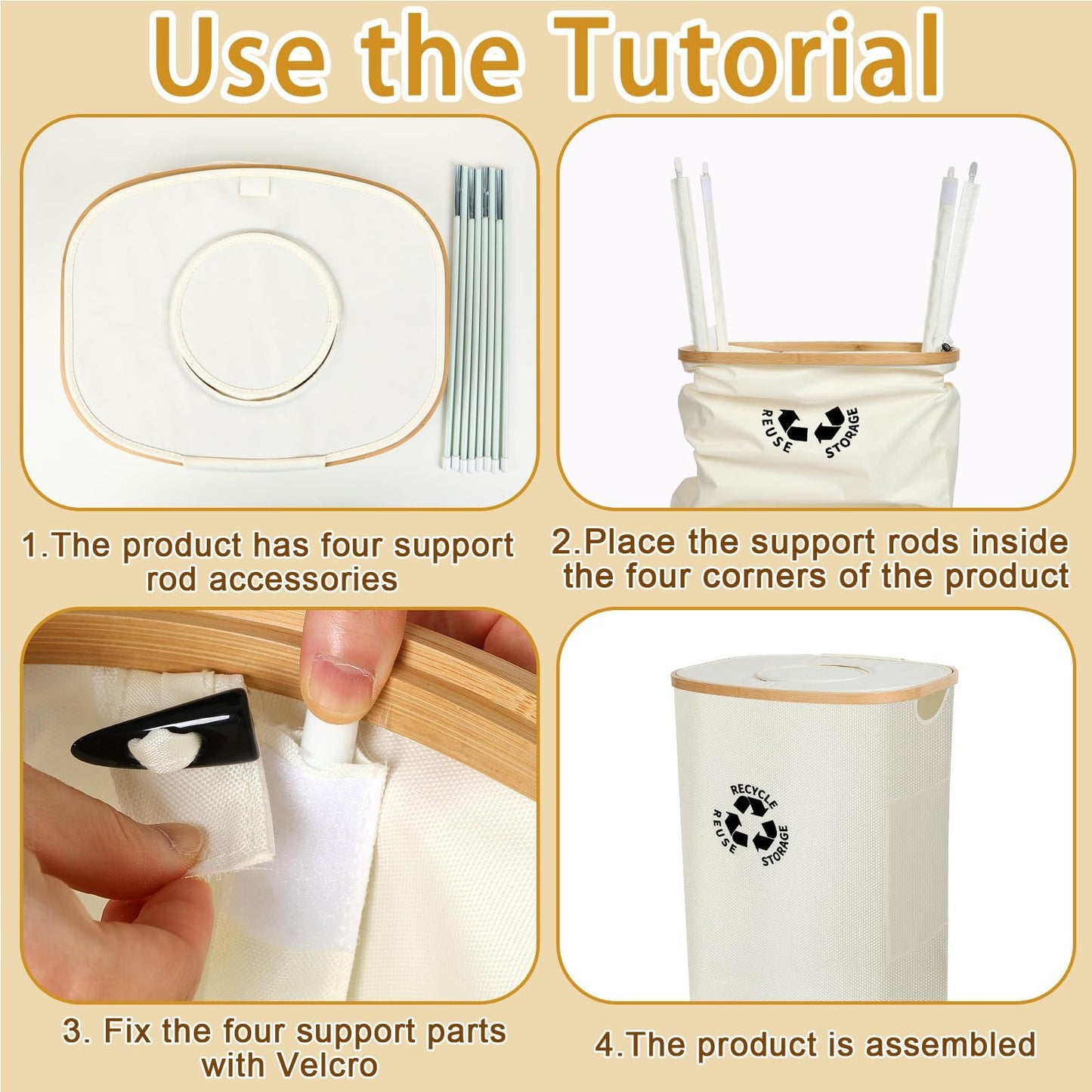 Recycling Container With Lid Deposit Bottle Storage Room Large Capacity, Beige