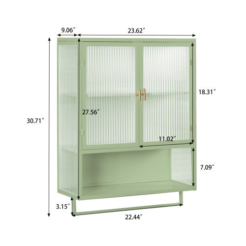 Glass Door Modern Two-door Wall Cabinet, Wall Cabinet With Characteristic Woven Pattern, Green Unavailable Platforms- Temu