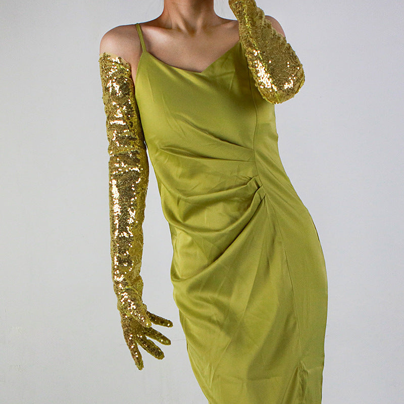 Sequined Sleeve Cover Lace Mesh Specialty