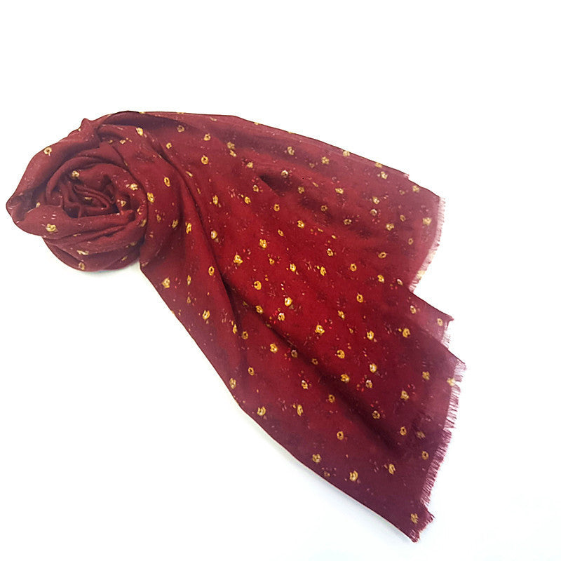 Small Floral Scarf Woven Silk Screen Printing Women's Shawl