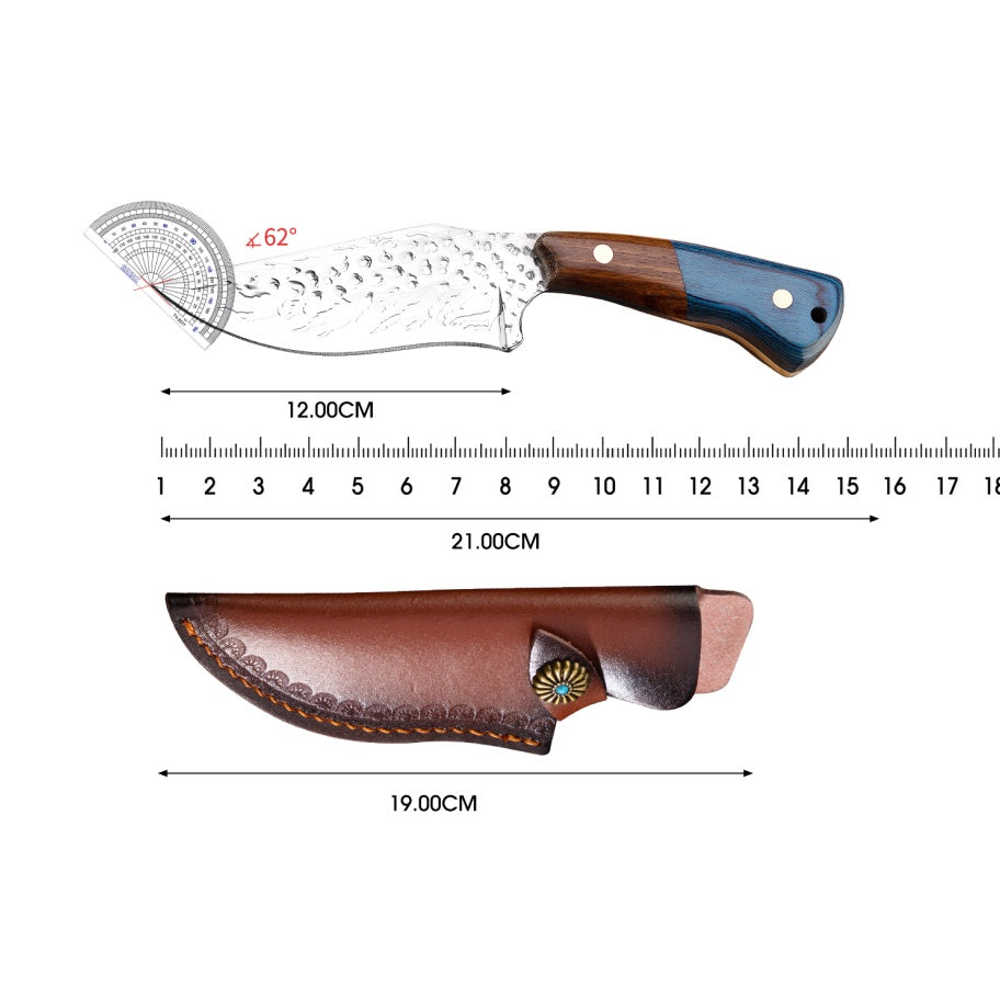 Colored Wood Blue Fire Handle Knife