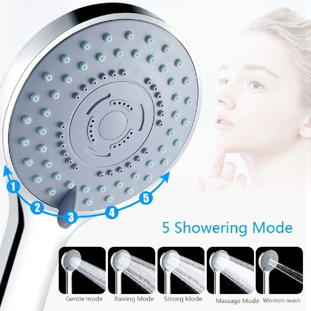 5-Mode Shower Head - High Pressure Handset, Large Chrome, Water Saving Bath Head
