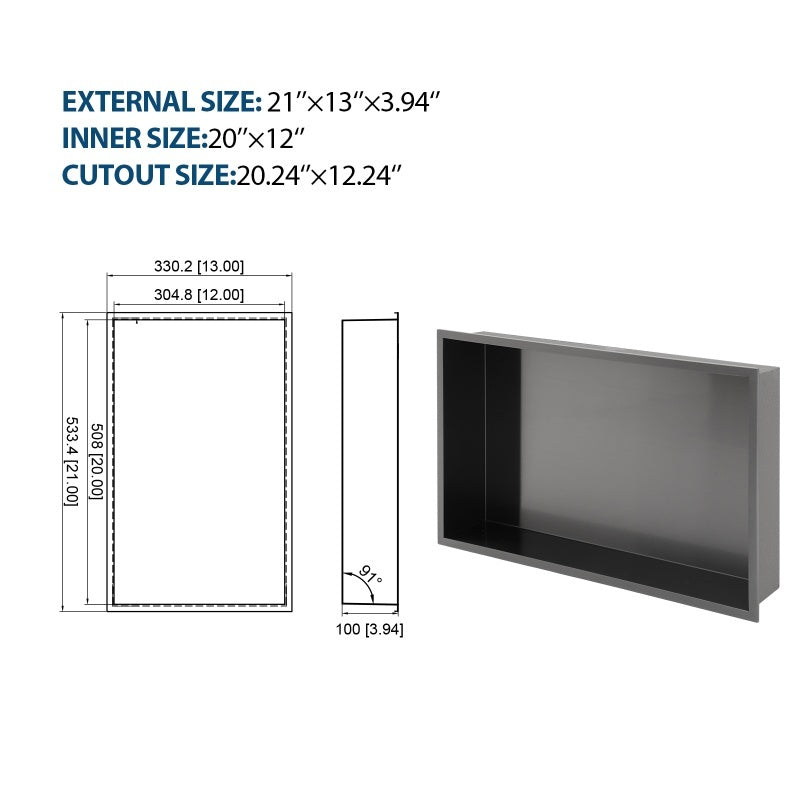 Stainless Steel Shower Niche, Gunmetal Black, Waterproof,  Leak-Free, Rust-Resistant,Easy Installation, Corrosion-Resistant
