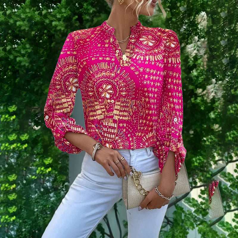 Women's 2025 Fashion V-Neck Tops Long Sleeve Business Casual Blouses Summer Tees Shirts