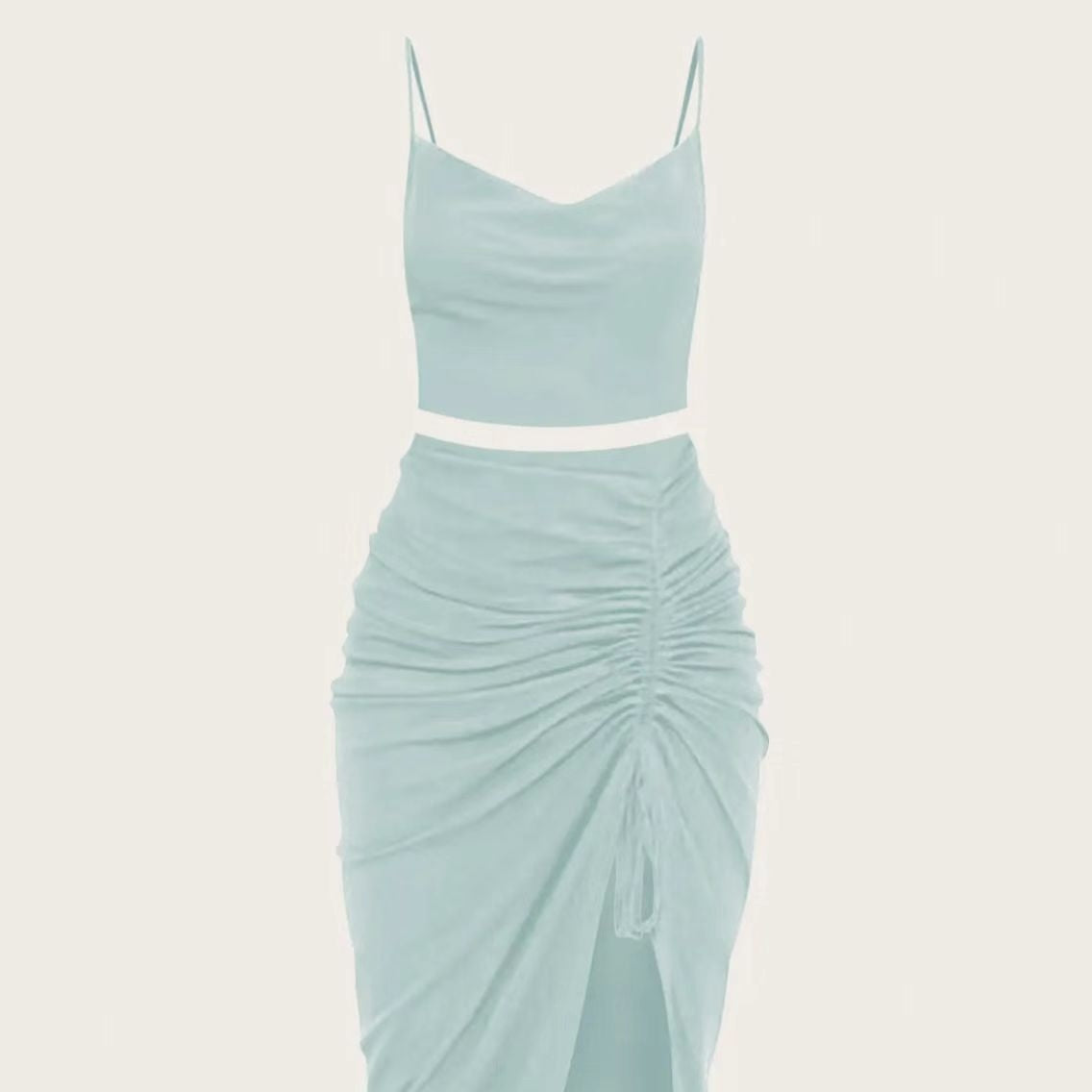 Ladies' Solid Color Casual Sexy Vacation Suspender Skirt Set