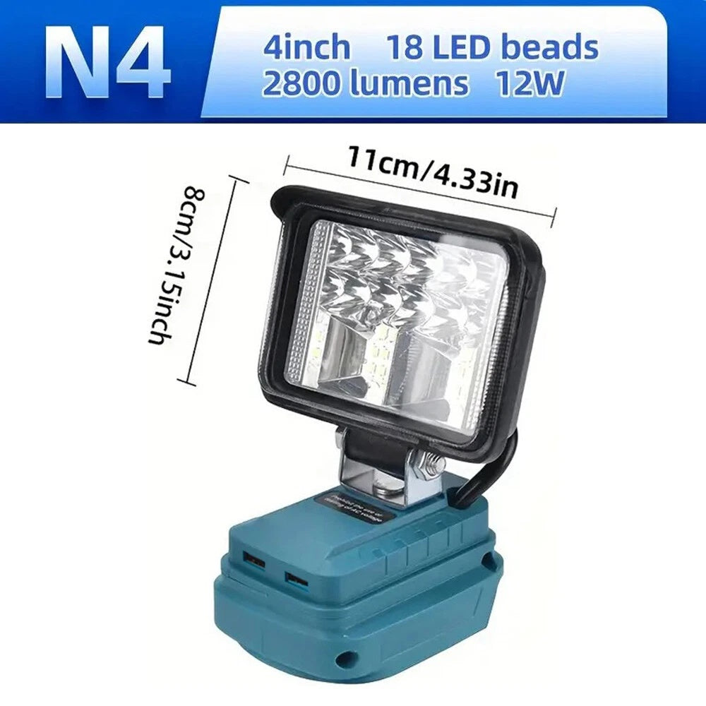 LED Work Light For 18V 20V Battery 6500K Cordless Flashlight With USB UK