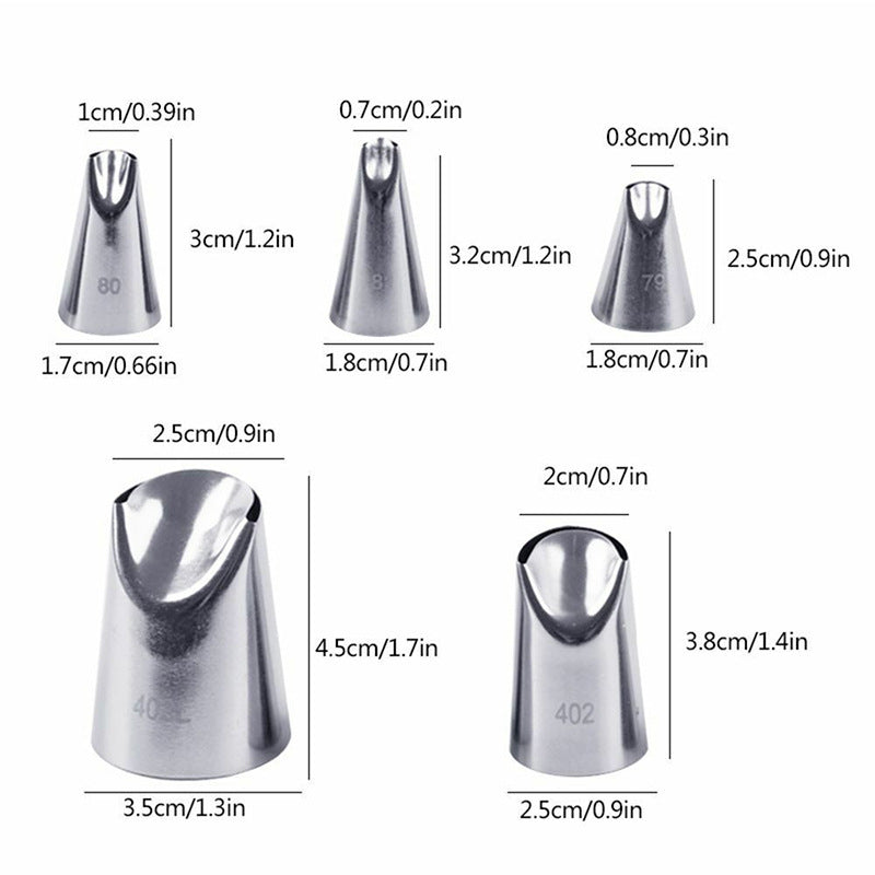 Stainless Steel 5 Piece Piping Tip Set Baking Tools