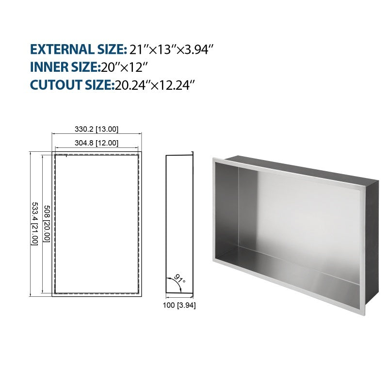 Stainless Steel Shower Niche, Gunmetal Black, Waterproof,  Leak-Free, Rust-Resistant,Easy Installation, Corrosion-Resistant