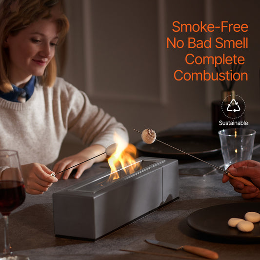 Tabletop Fire Pit Bowl 15 Inch Concrete Fireplace Indoor Outdoor Patio