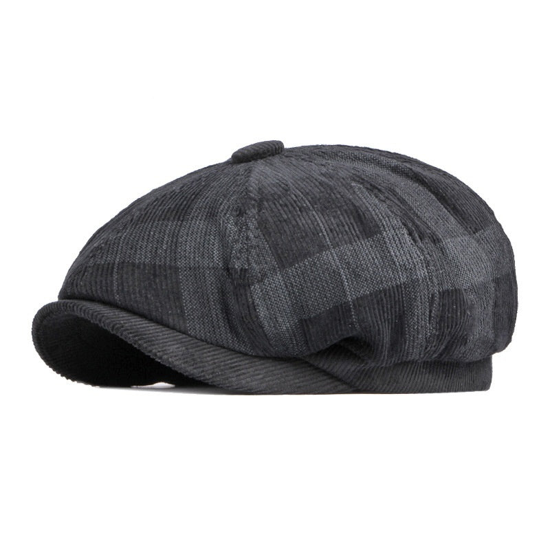 Women's Warm Fashion Plaid Corduroy Beret
