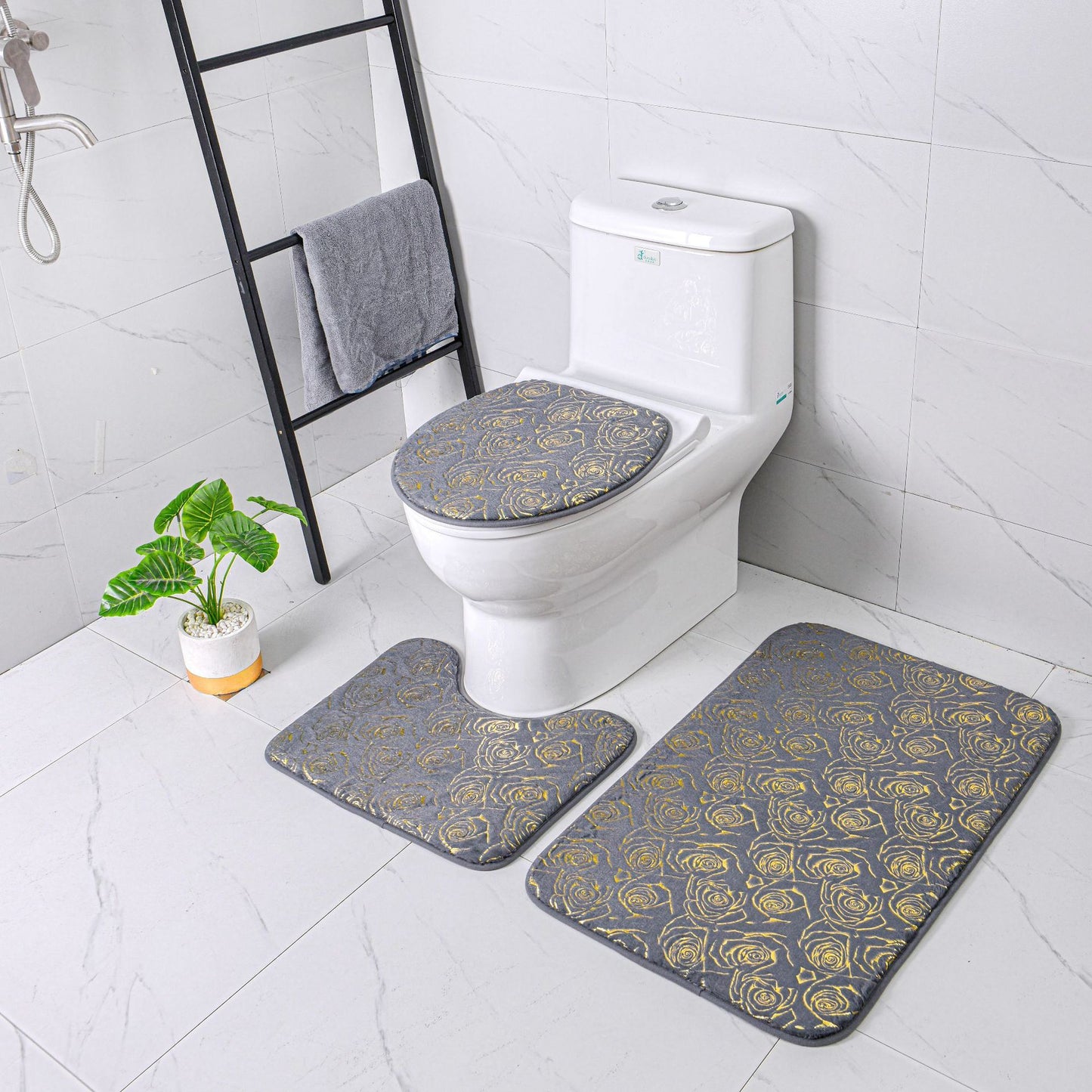 Gilding Carpet Bathroom Three-piece Set Household Doorway Non-slip Carpet Mat