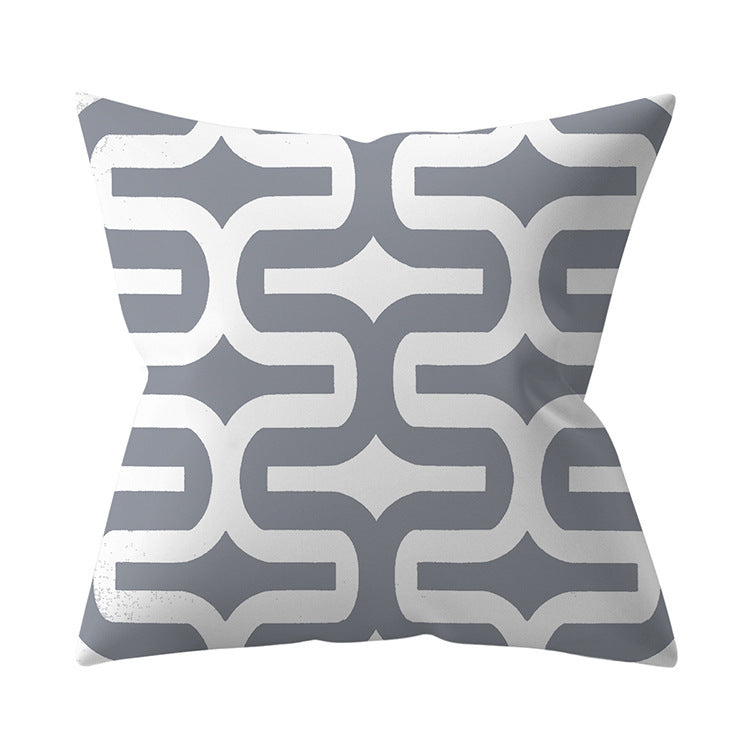 Gray Geometric Polyester Pillow Cover Cross-border Hot Sale Silver Gray Sofa Cushion Cushion Cover