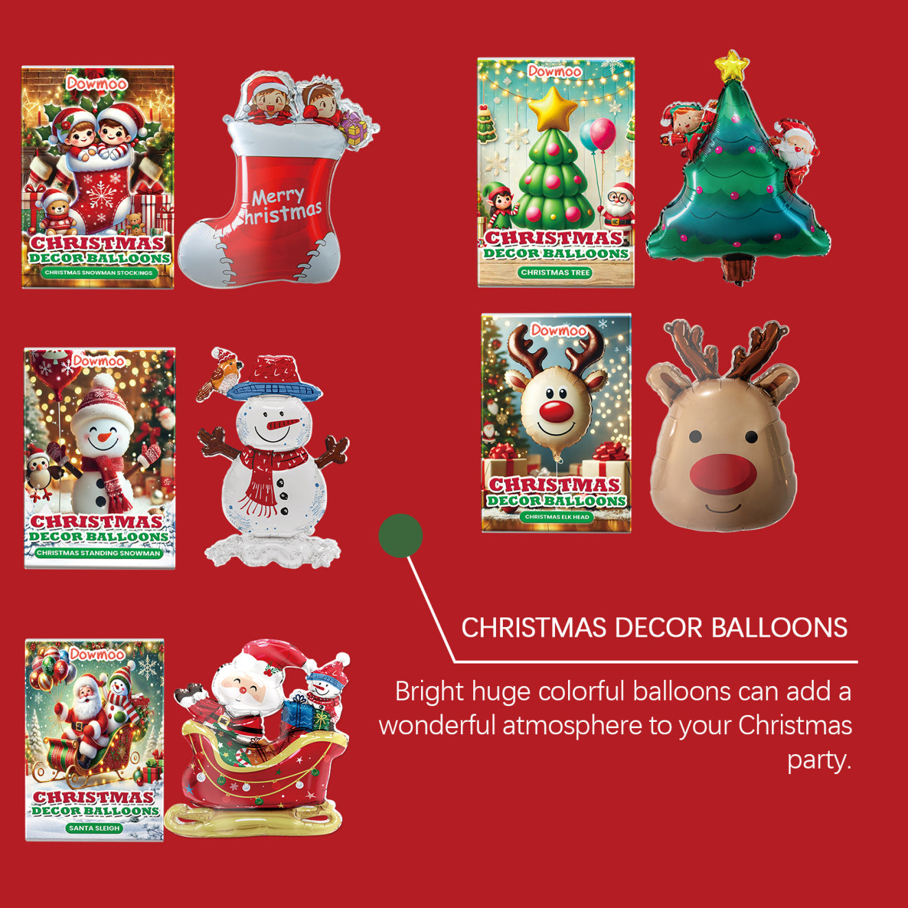 Dowmoo Christmas Balloon Balloon Standing Santa Claus Reindeer Christmas Tree Event Atmosphere Decoration