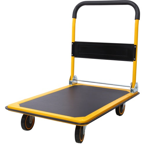 Foldable Platform Truck Push Dolly 660 Lb. Weight Capacity Black And Yellow