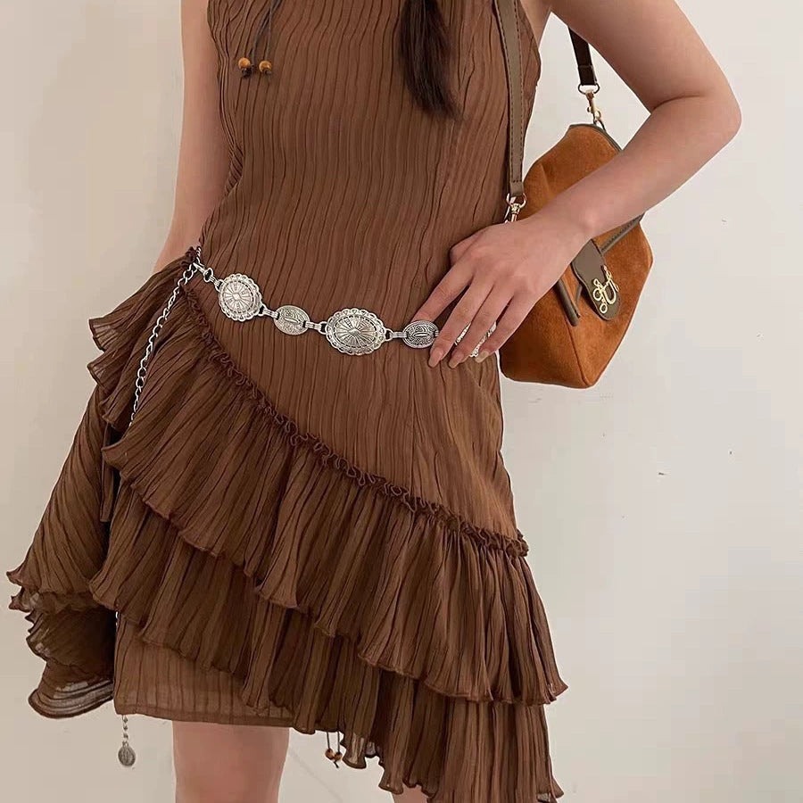 Bohemian Antique Style Metal Waist Chain SUNFLOWER Belt