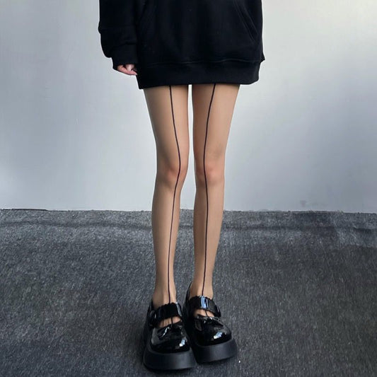 Women's Retro Front And Back Wearable Vertical Stockings