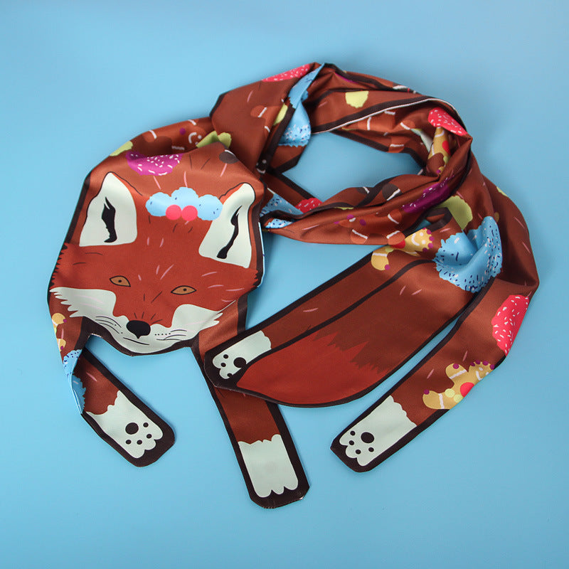 Small Scarf With Hair Band, Wild Decoration Long Small Silk Scarf Tied With Bag, Handle Scarf