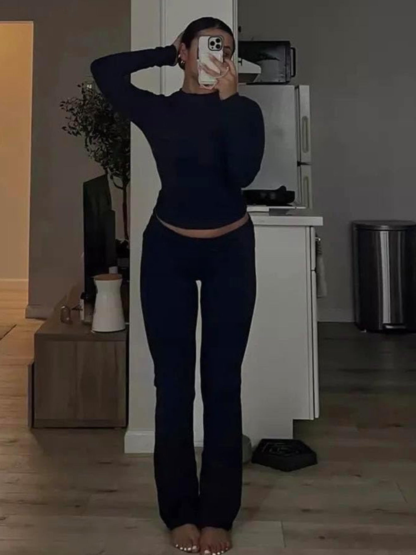 Long Sleeved Wide Leg Pants