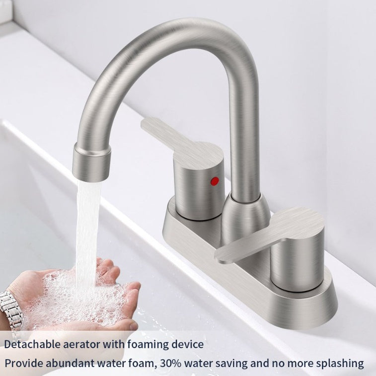 2 Handles Bathroom Sink Faucet, Brushed Nickel Centerset RV Bathroom Faucets For 2 3 Hole