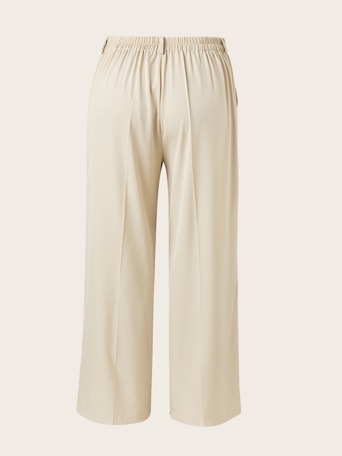 Women's Plus Size High Waist Straight Leg Trousers - Elegant, Polyester, Machine Washable, Casual Suit Pants For Women