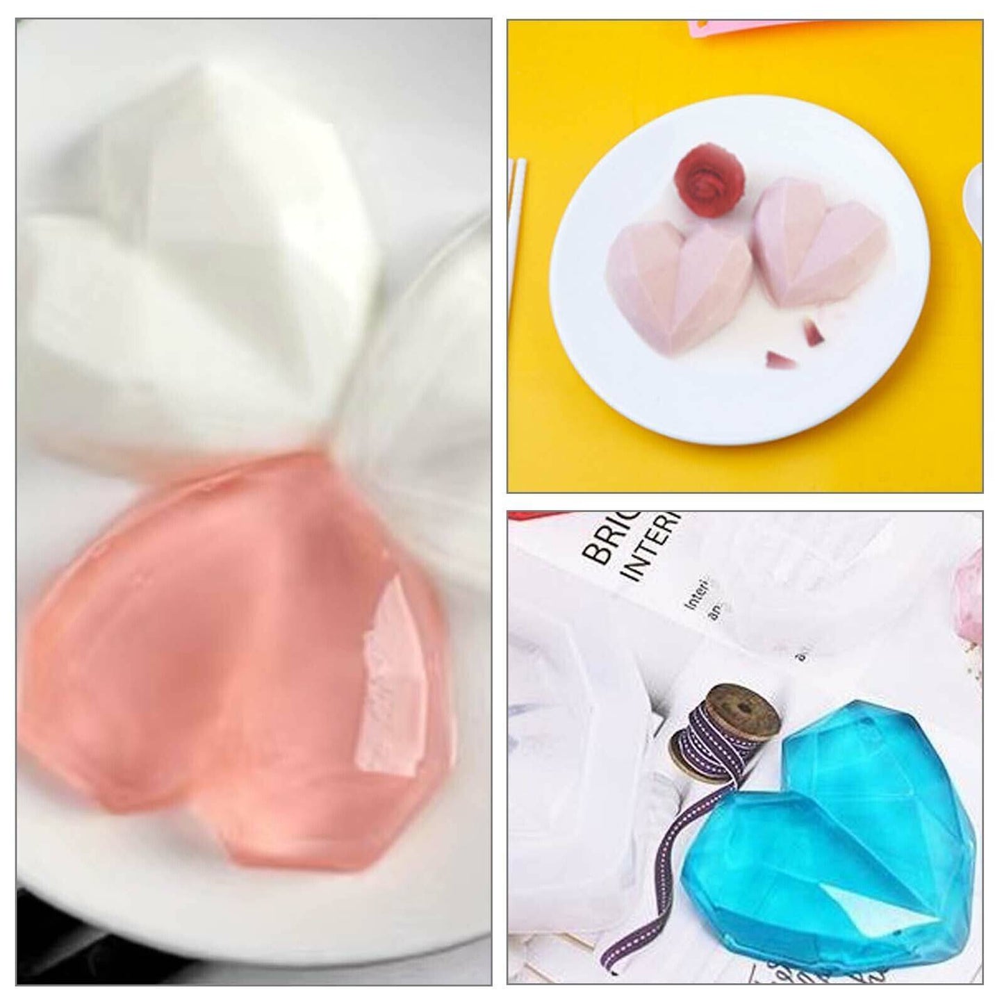 DIY 3D Fondant Mold Silicone Heart Shape Candy Cake Chocolate Mould Sugar Craft